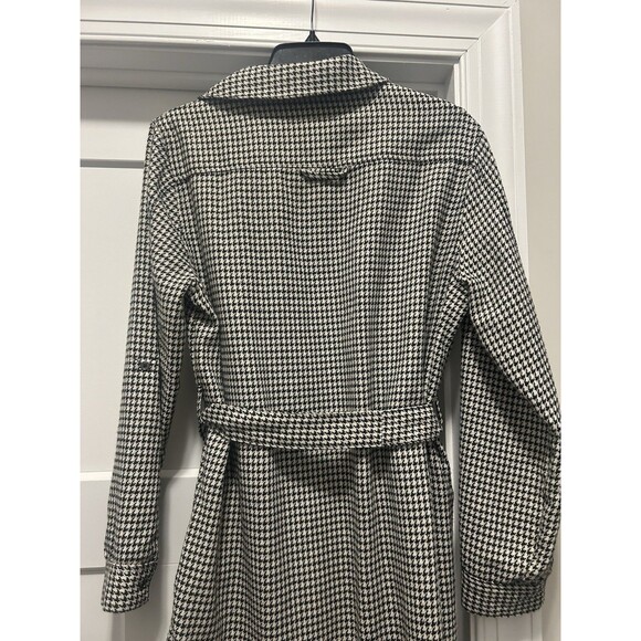 Black White Checkered Houndstooth Long Sleeve Button Down Shirt Dress Size Large - Picture 6 of 7